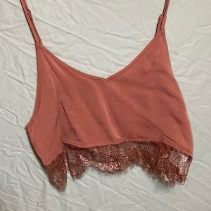 Pink lace crop top